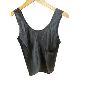 Cinema Etoile Black Satin Sleeveless Shiny Shell Tank Top Sz S